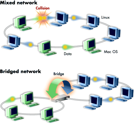 Diagram displaying a Mixed Network and a Bridged Network