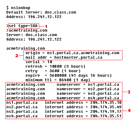 Output of the set type command
